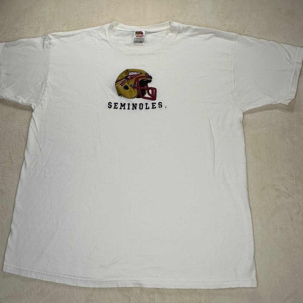 90's Fruit of the Loom FSU Florida State Seminoles Football T-Shirt XL White